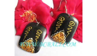 Women Wood Hand Painting Earrings